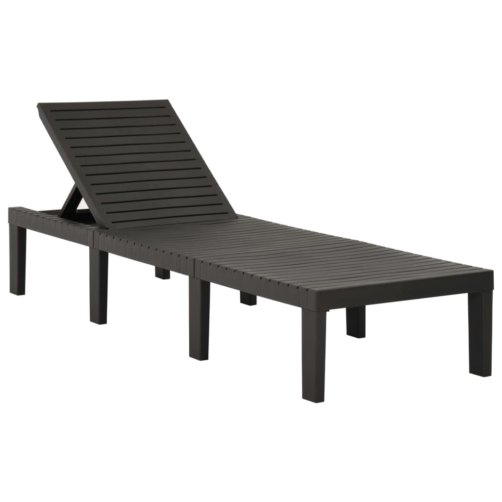 Chaise longue avec coussin en plastique anthracite