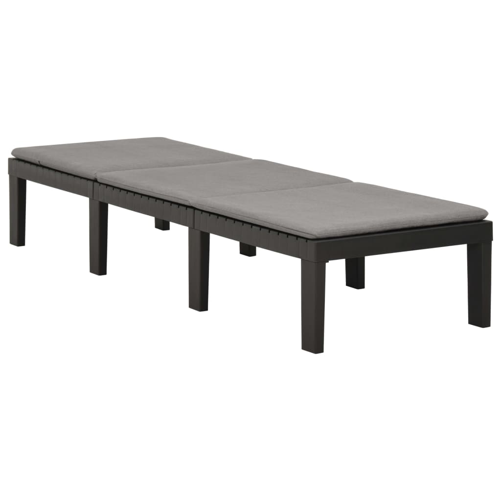 Chaise longue avec coussin en plastique anthracite