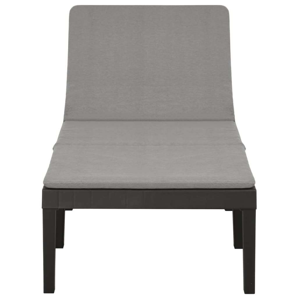 Chaise longue avec coussin en plastique anthracite