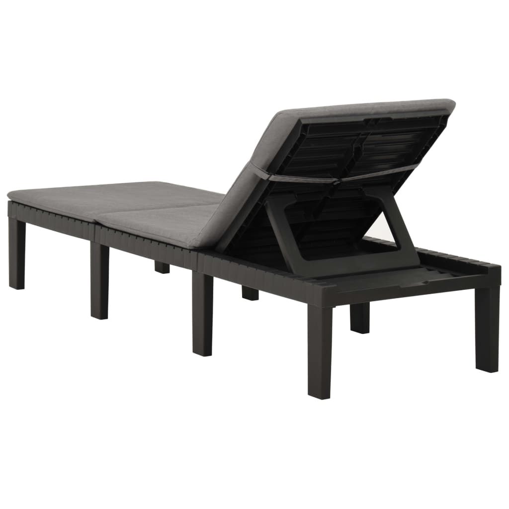 Chaise longue avec coussin en plastique anthracite