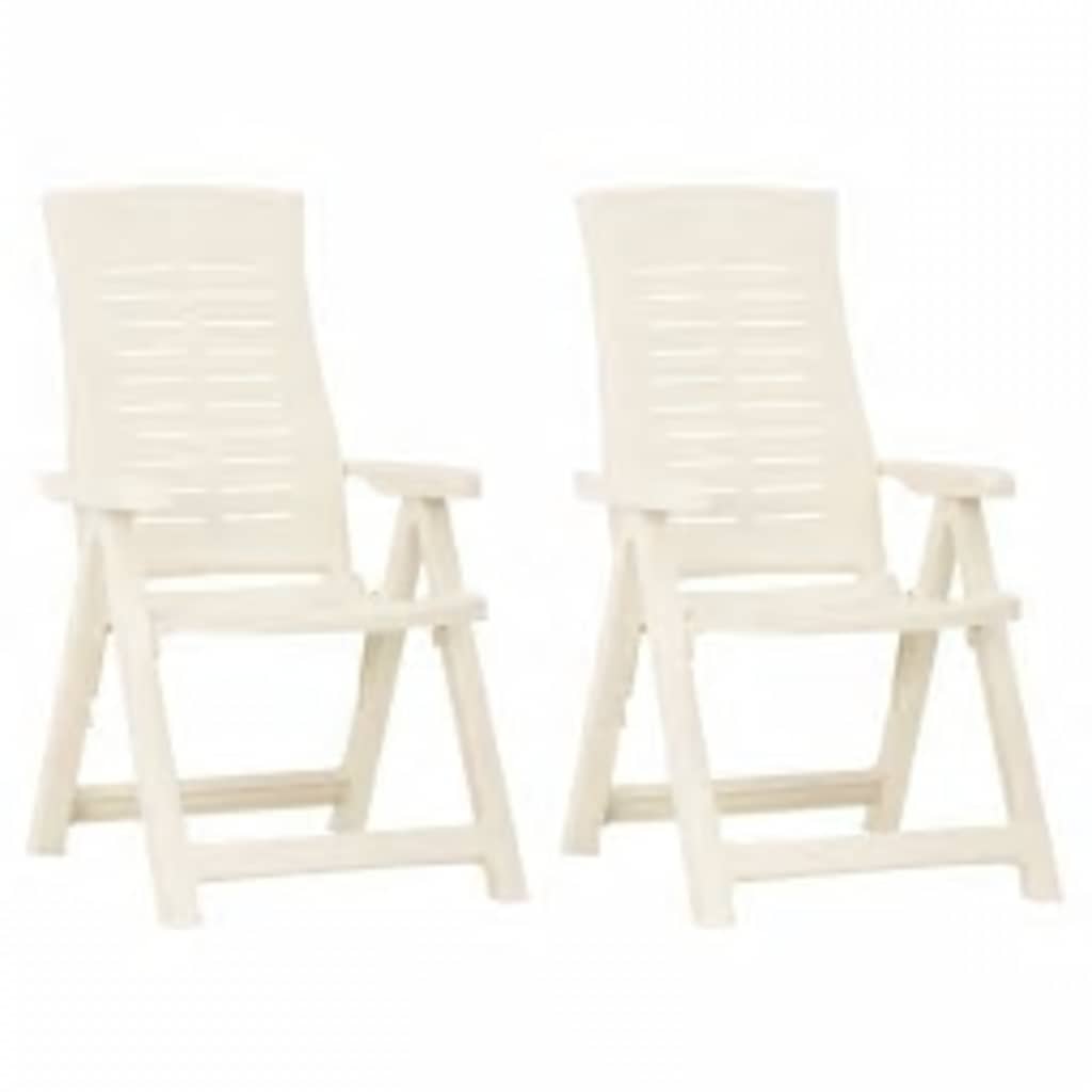 2 Stück verstellbare Klappstühle aus Kunststoff, weiß