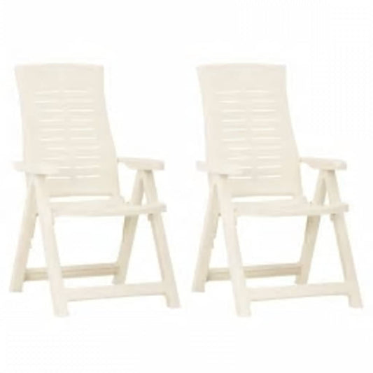 2 Stück verstellbare Klappstühle aus Kunststoff, weiß