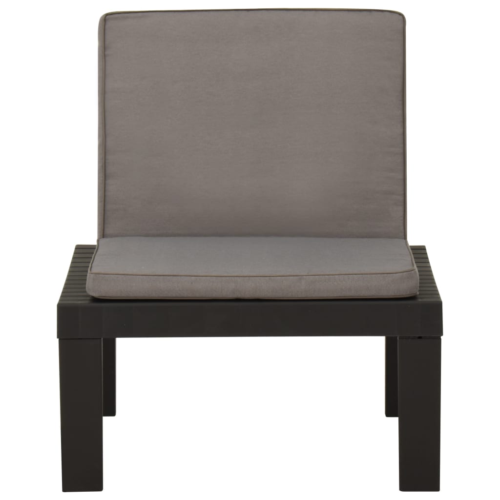 Garten-Lounge-Stuhl mit Auflage Kunststoff Grau