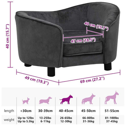 Hundesofa Dunkelgrau 69x49x40 cm Plüsch