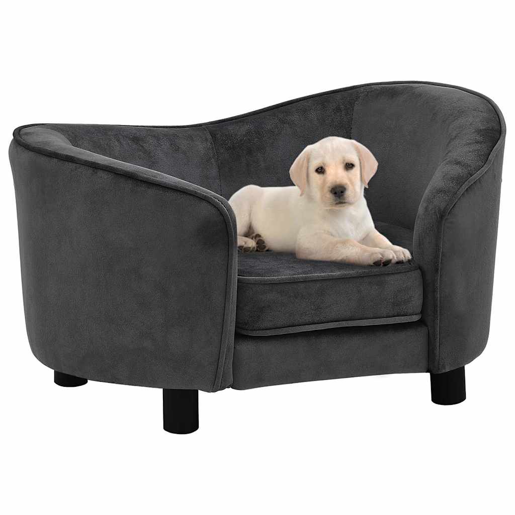 Dog sofa dark grey 69x49x40 cm plush