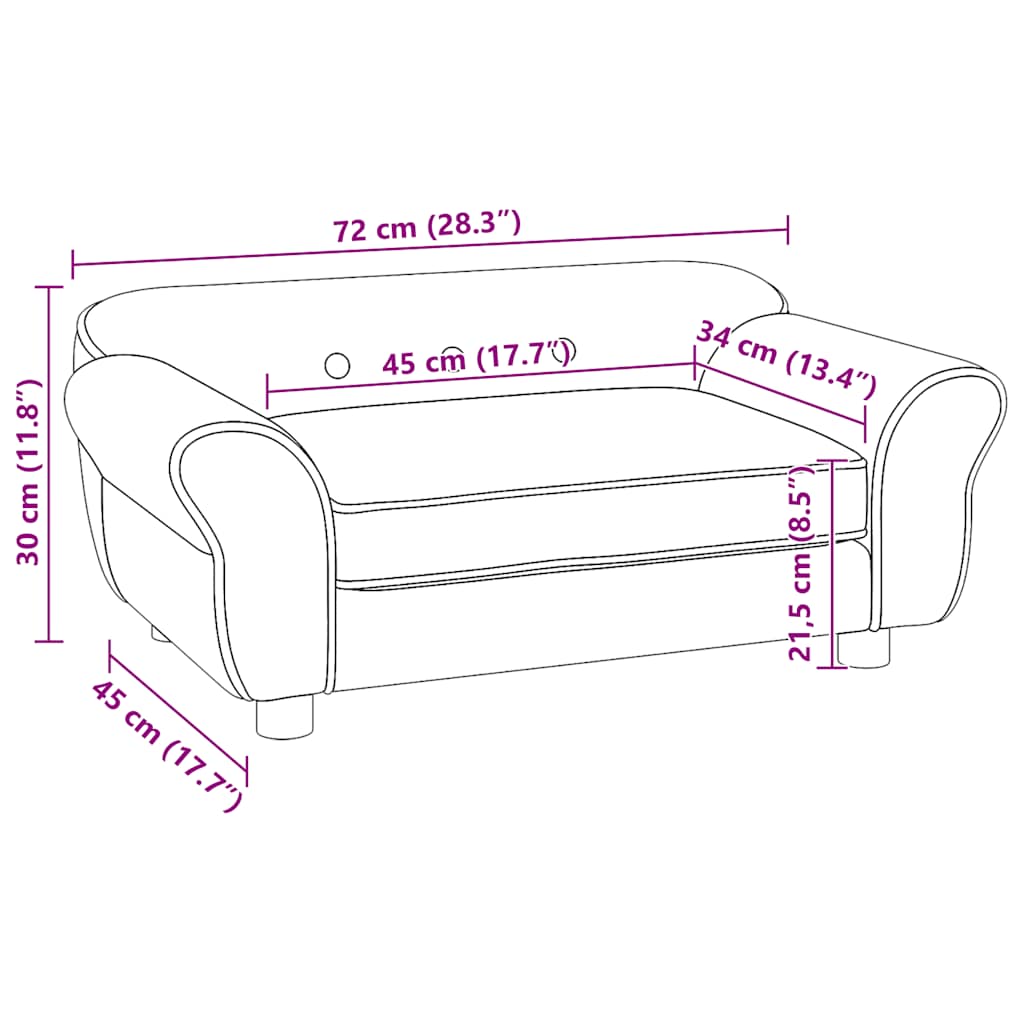 Hundesofa Blau 72x45x30 cm Plüsch