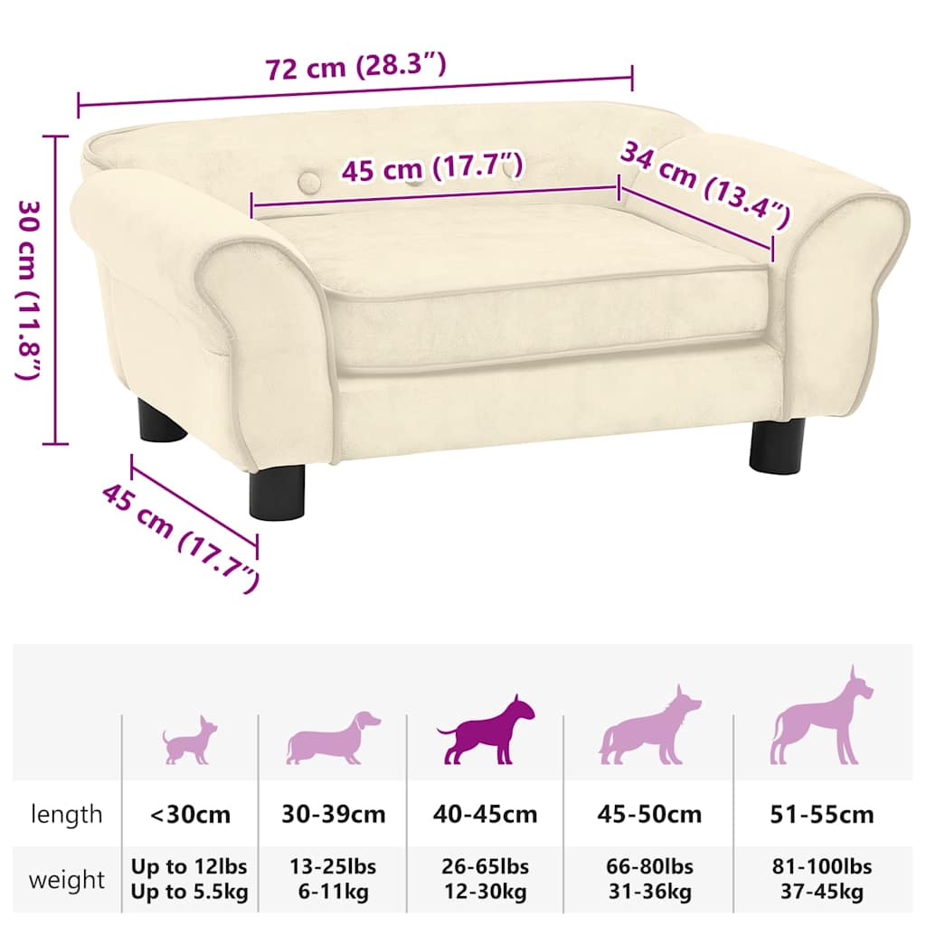 Hundesofa Creme 72x45x30 cm Plüsch