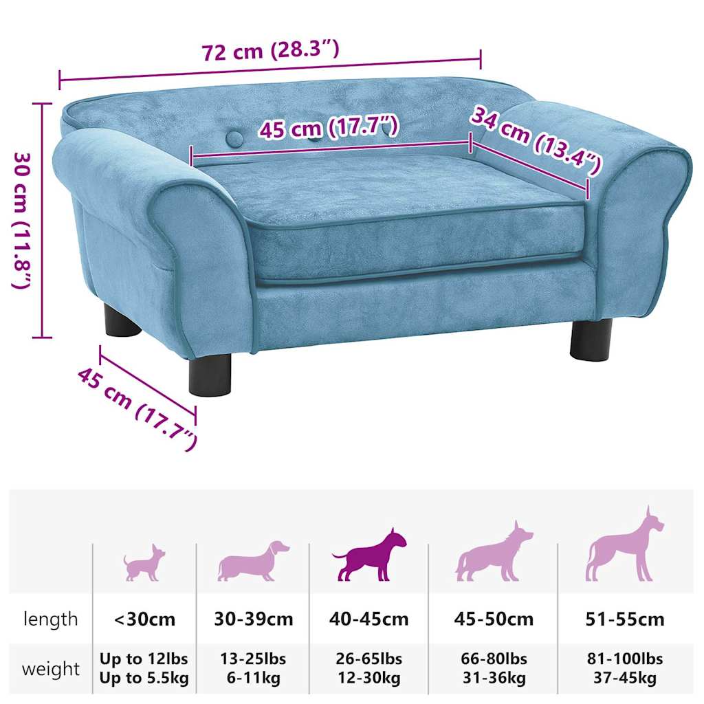 Hundesofa Türkis 72x45x30 cm Plüsch