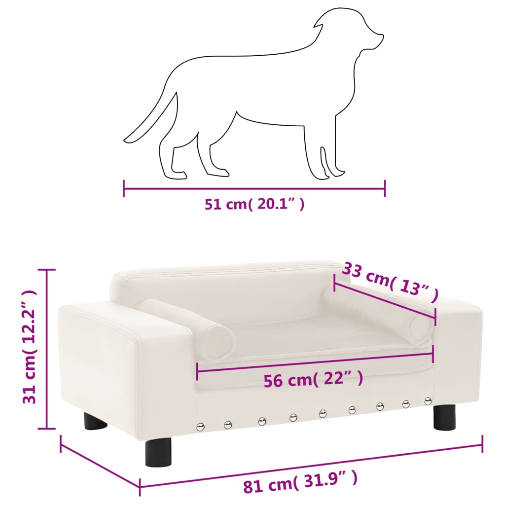 Hundesofa Creme 81x43x31 cm Plüsch und Kunstleder