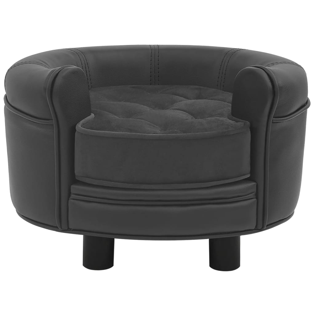 Dog sofa dark grey 48x48x32 cm plush and imitation leather