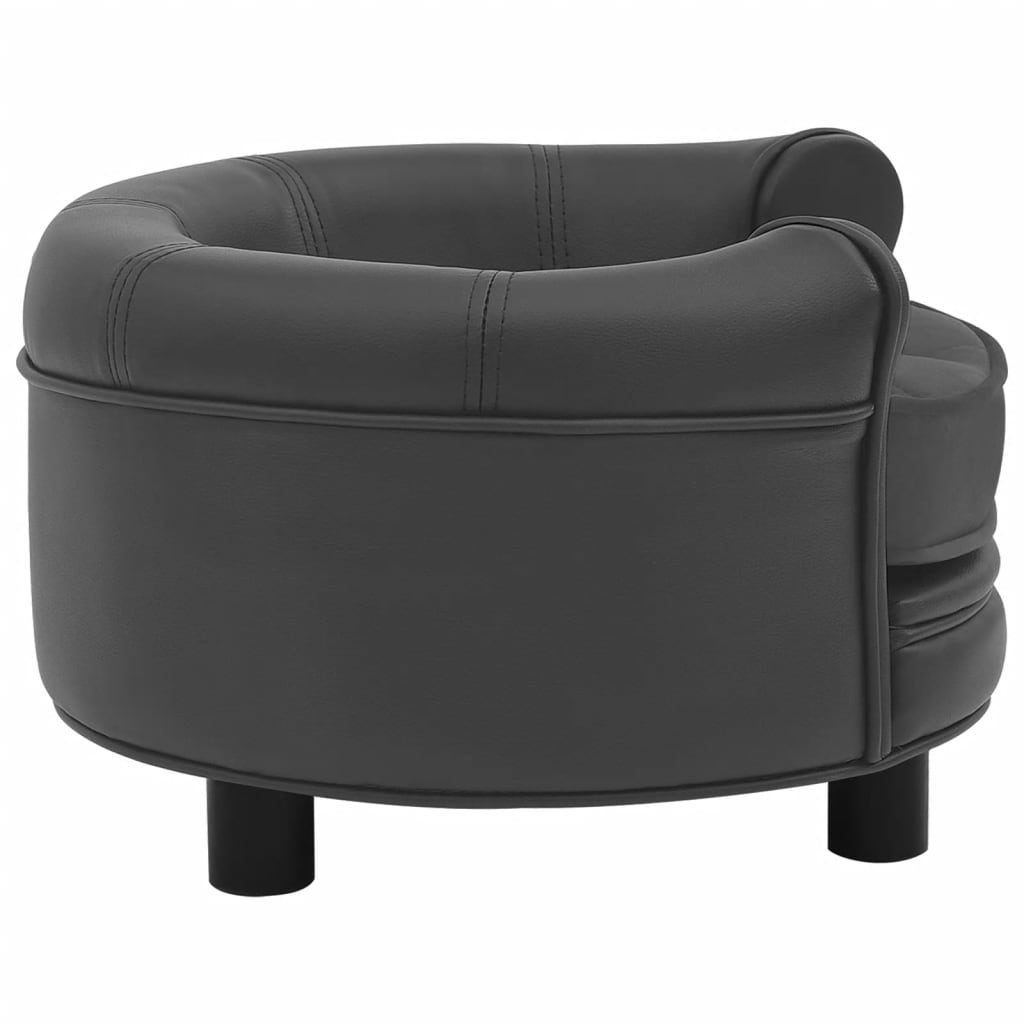 Dog sofa dark grey 48x48x32 cm plush and imitation leather
