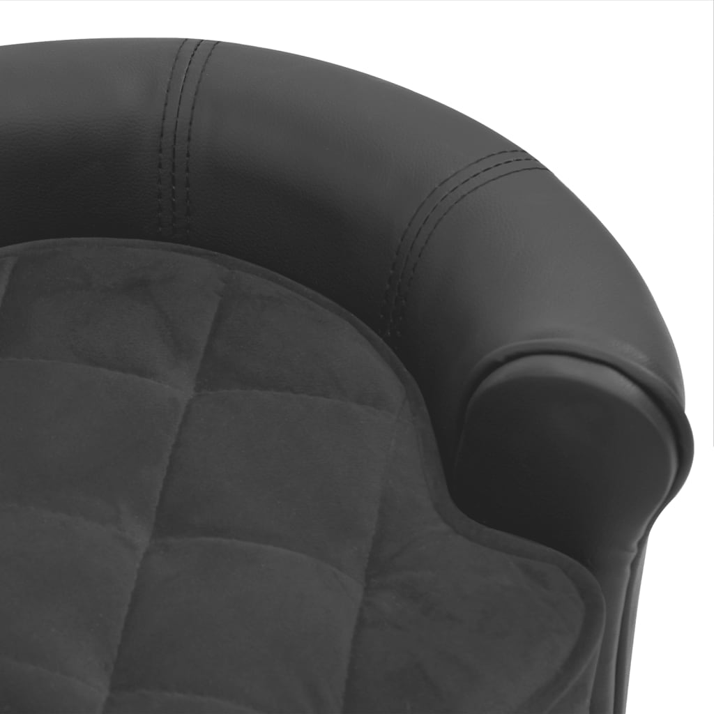 Dog sofa dark grey 48x48x32 cm plush and imitation leather