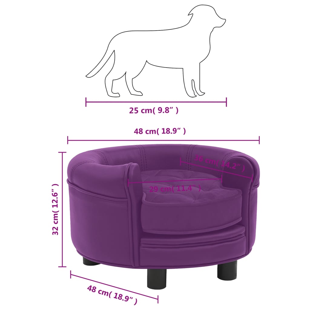 Hundesofa Burgunderrot 48x48x32 cm Plüsch und Kunstleder
