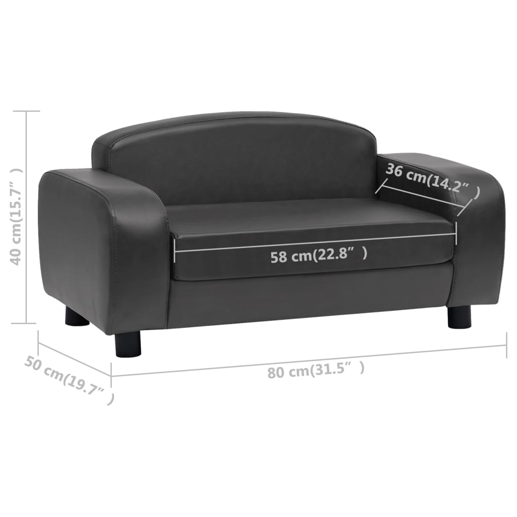 Hundesofa Dunkelgrau 80x50x40 cm Kunstleder