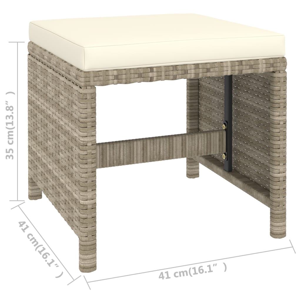Ensemble de salle à manger de jardin 6 pièces avec coussins, en polyrotin, beige