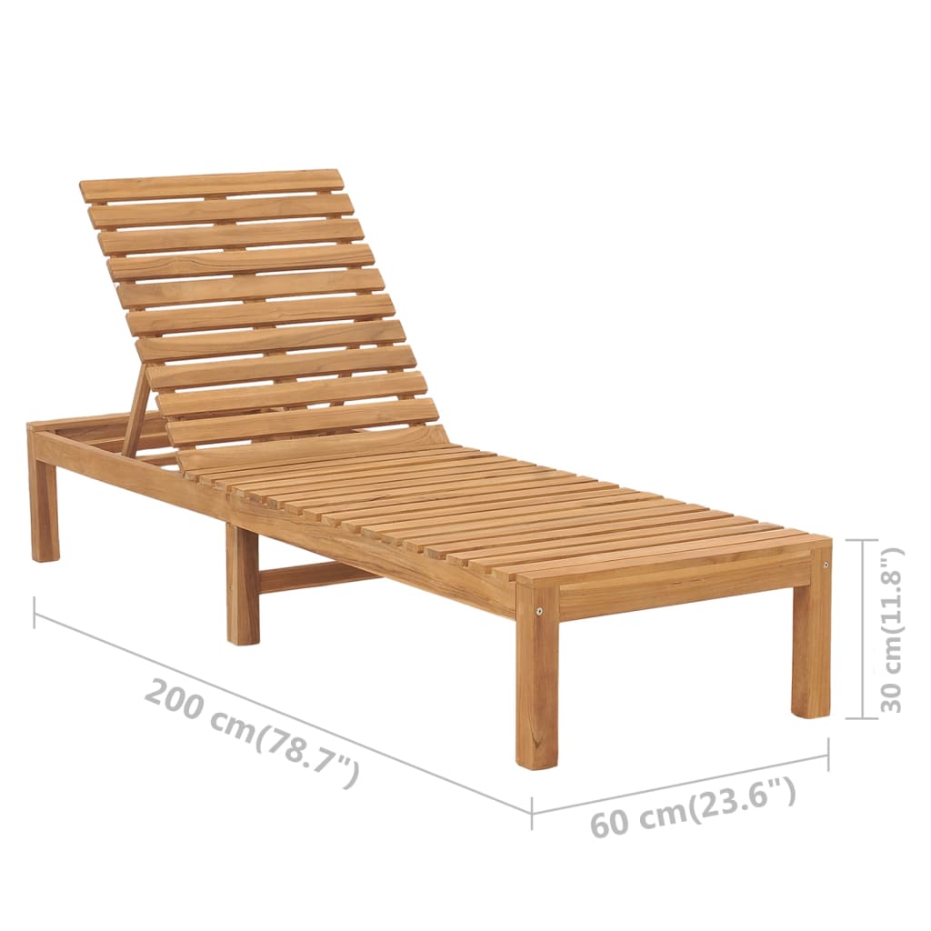 Chaise longue en bois de teck massif