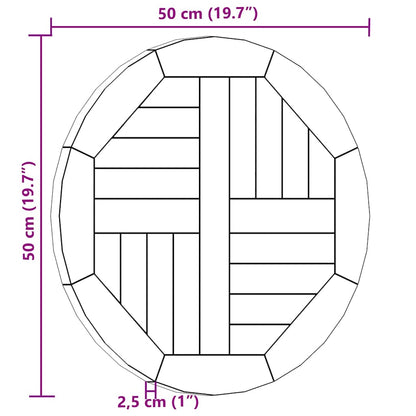 Tischplatte Massivholz Teak Rund 2,5 cm 50 cm