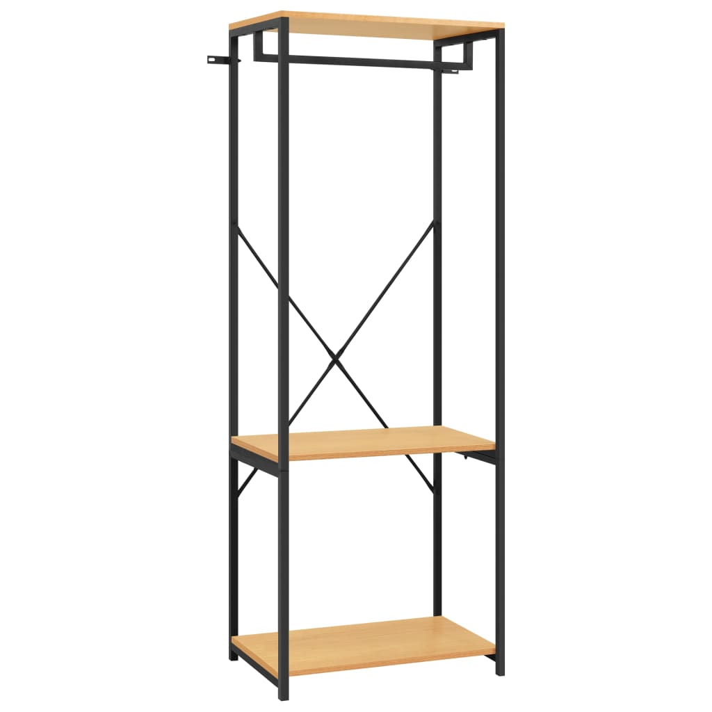 Kleiderschrank Schwarz Eiche 60x40x167cm Metall Holzwerkstoff