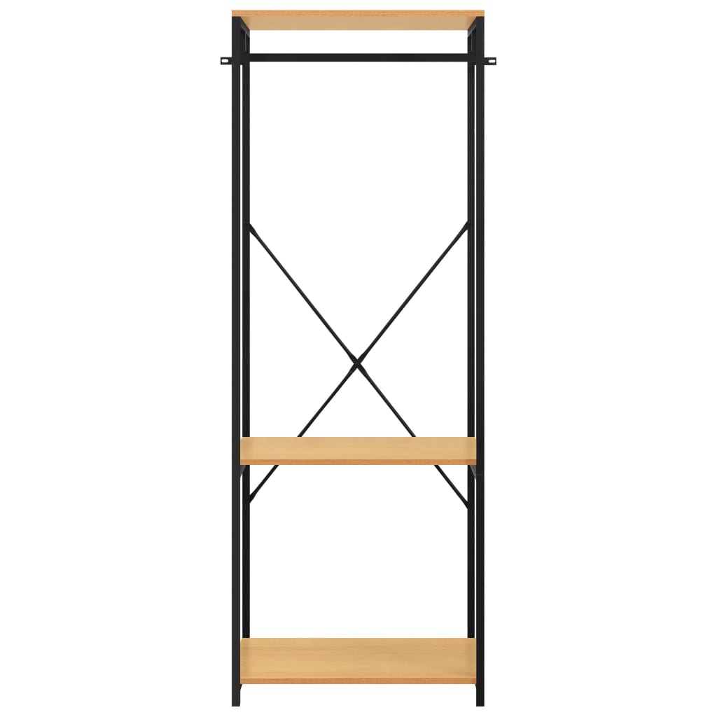 Kleiderschrank Schwarz Eiche 60x40x167cm Metall Holzwerkstoff