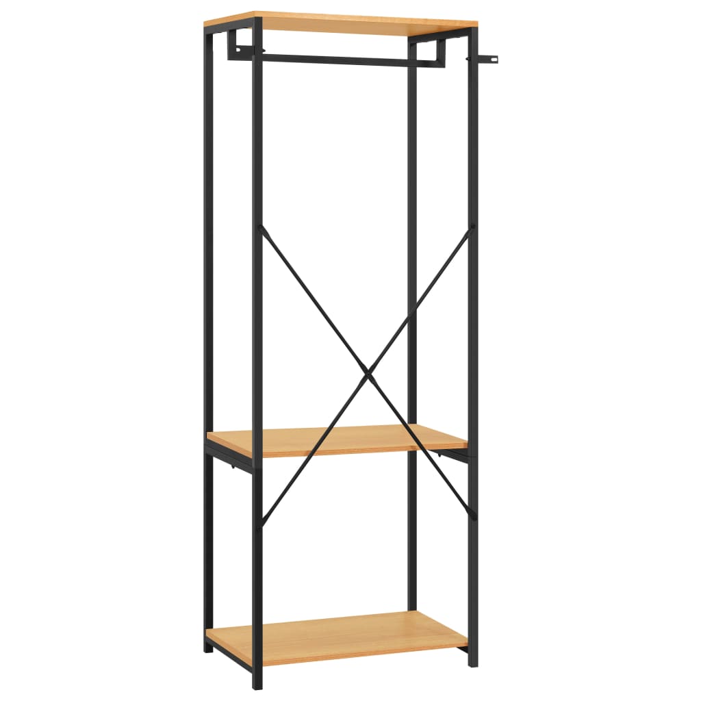 Kleiderschrank Schwarz Eiche 60x40x167cm Metall Holzwerkstoff