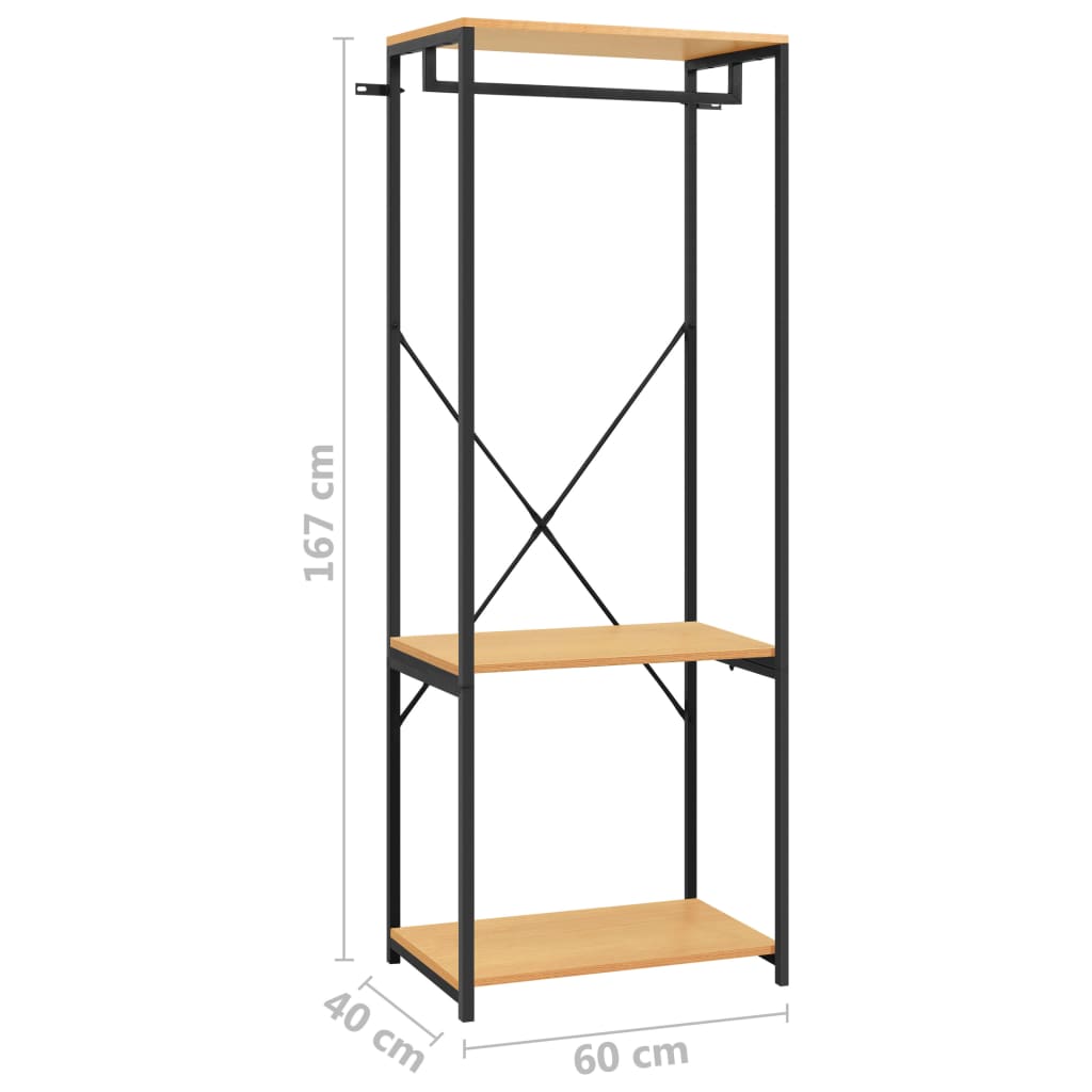 Kleiderschrank Schwarz Eiche 60x40x167cm Metall Holzwerkstoff