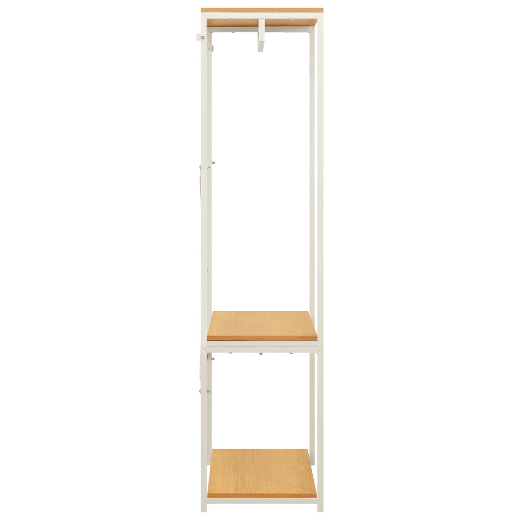 Kleiderschrank Weiß und Eichen-Optik 60x40x167 cm Metall