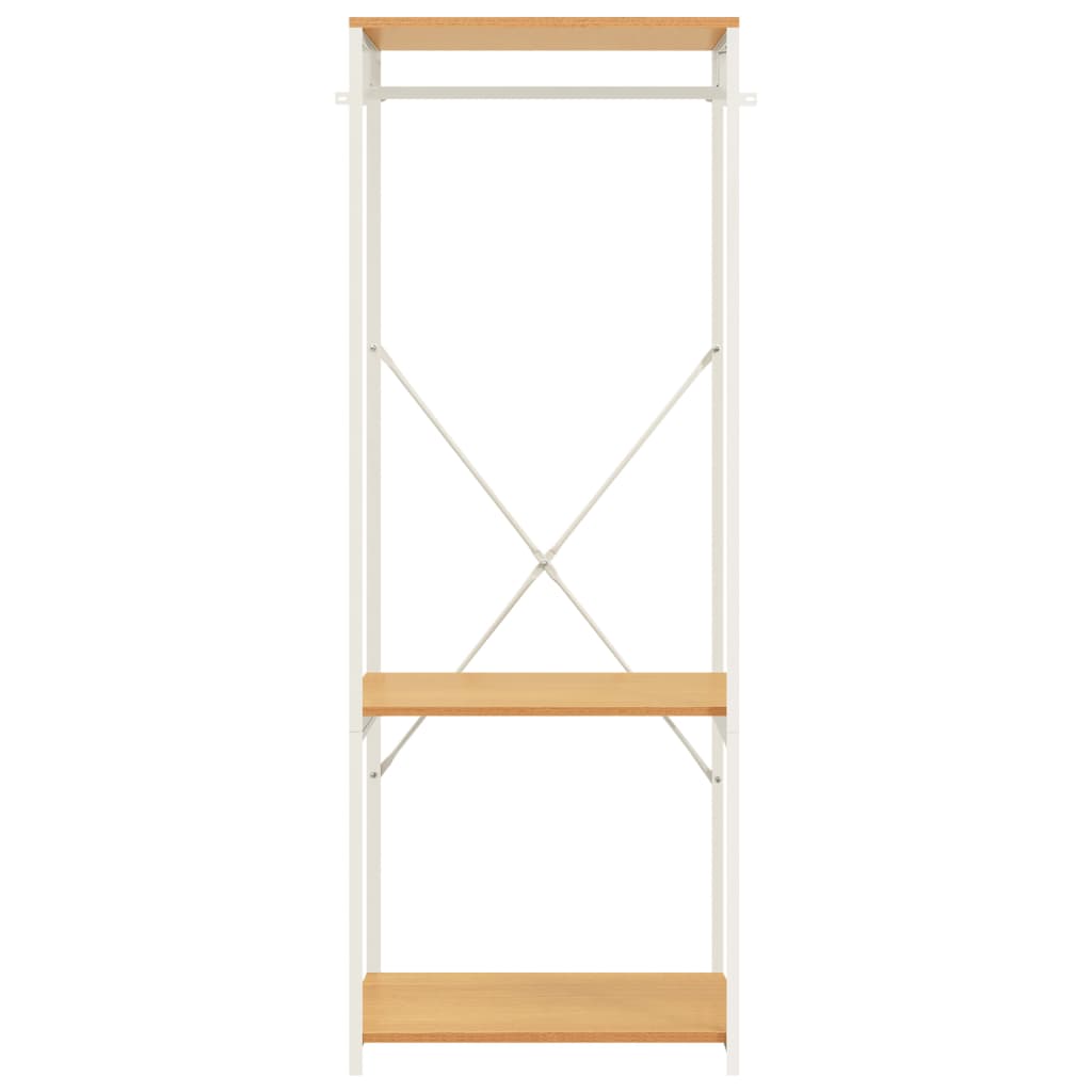 Kleiderschrank Weiß und Eichen-Optik 60x40x167 cm Metall