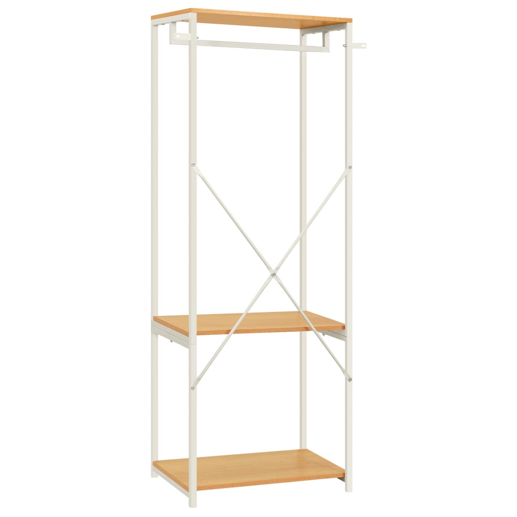 Kleiderschrank Weiß und Eichen-Optik 60x40x167 cm Metall