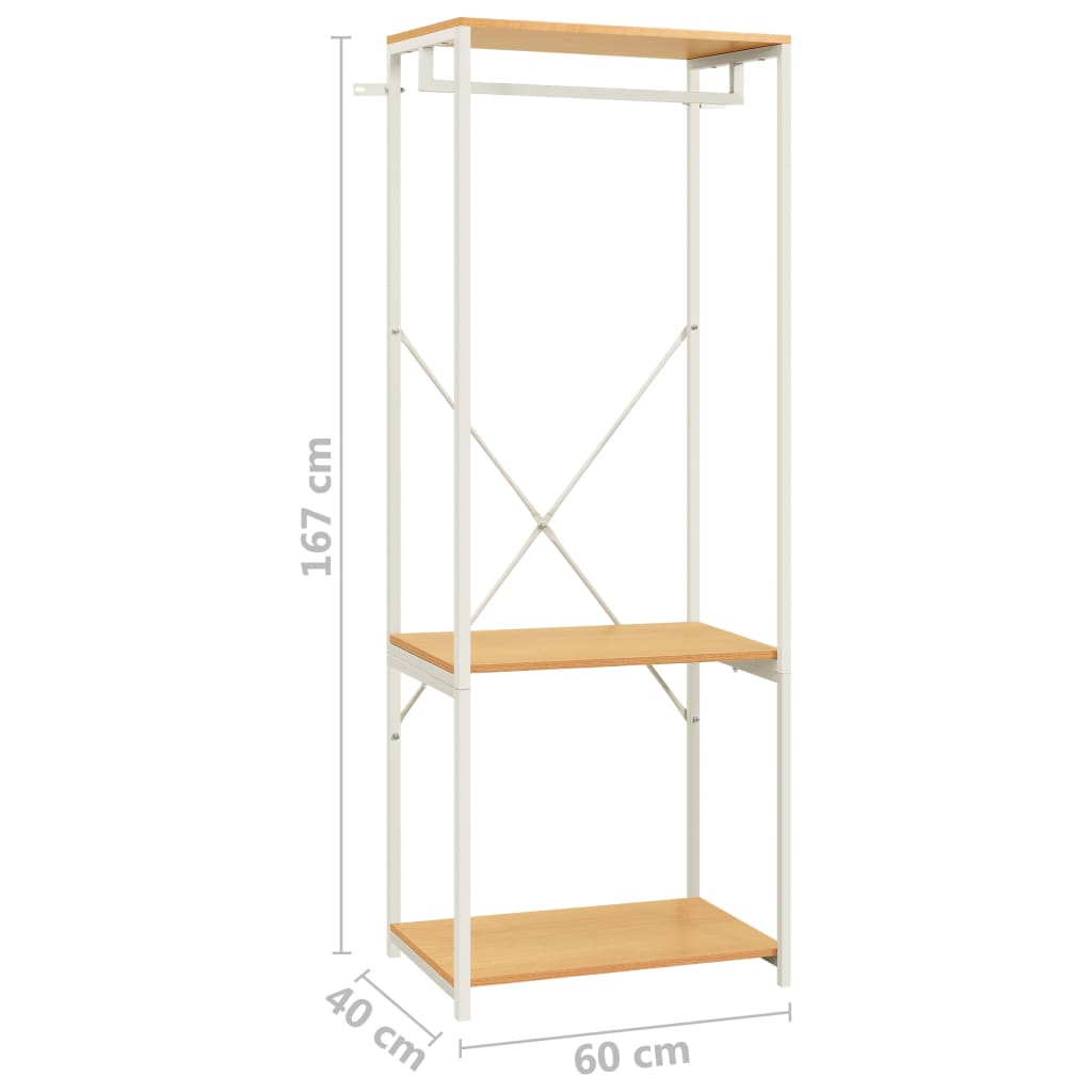 Kleiderschrank Weiß und Eichen-Optik 60x40x167 cm Metall