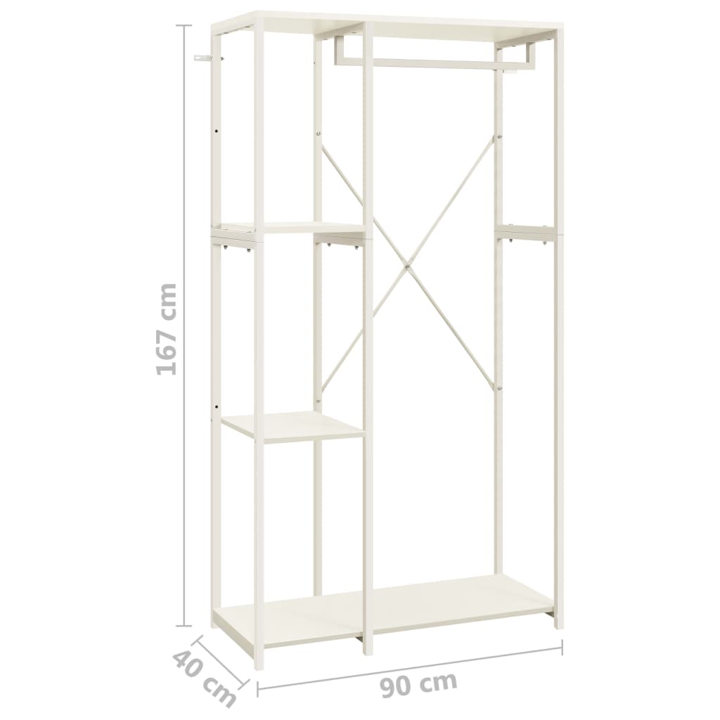 Kleiderschrank Weiß 90x40x167 cm Metall und Spanplatte