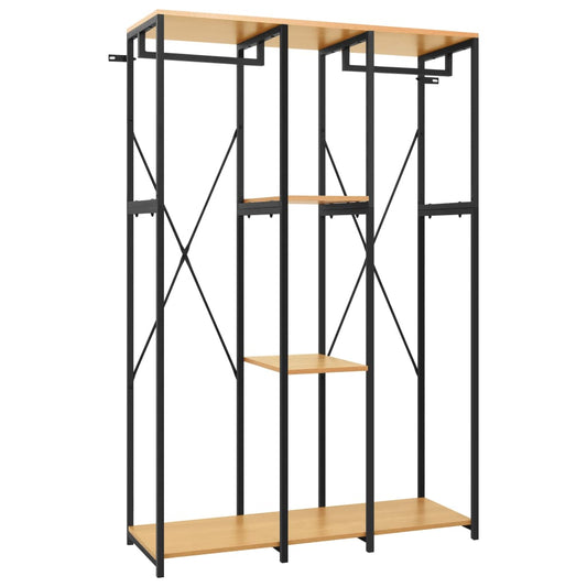 Kleiderschrank Schwarz und Eichen-Optik 110x40x167 cm Metall
