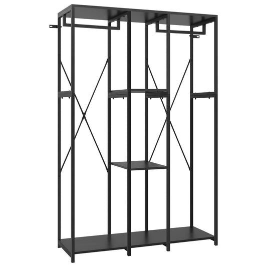 Kleiderschrank Schwarz 110x40x167 cm Metall und Spanplatte