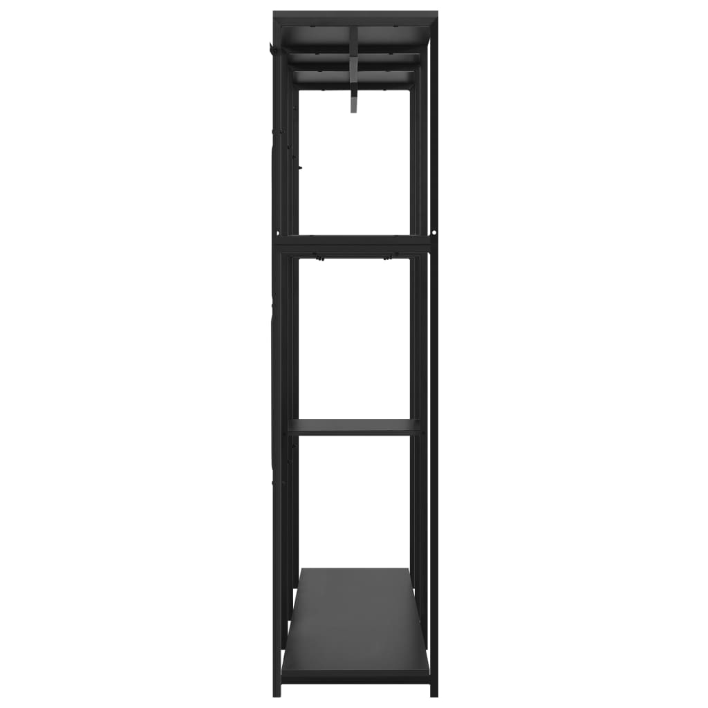Kleiderschrank Schwarz 110x40x167 cm Metall und Spanplatte