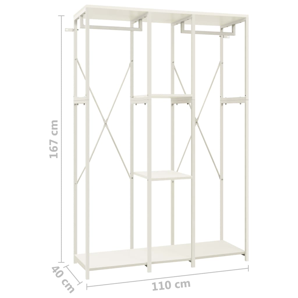Kleiderschrank Weiß 110x40x167 cm Metall Holzwerkstoff