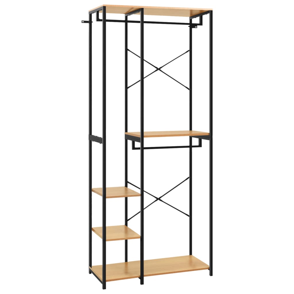 Kleiderschrank Schwarz Eiche 90x40x213 cm Metall Holzwerkstoff