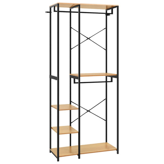 Kleiderschrank Schwarz Eiche 90x40x213 cm Metall Holzwerkstoff