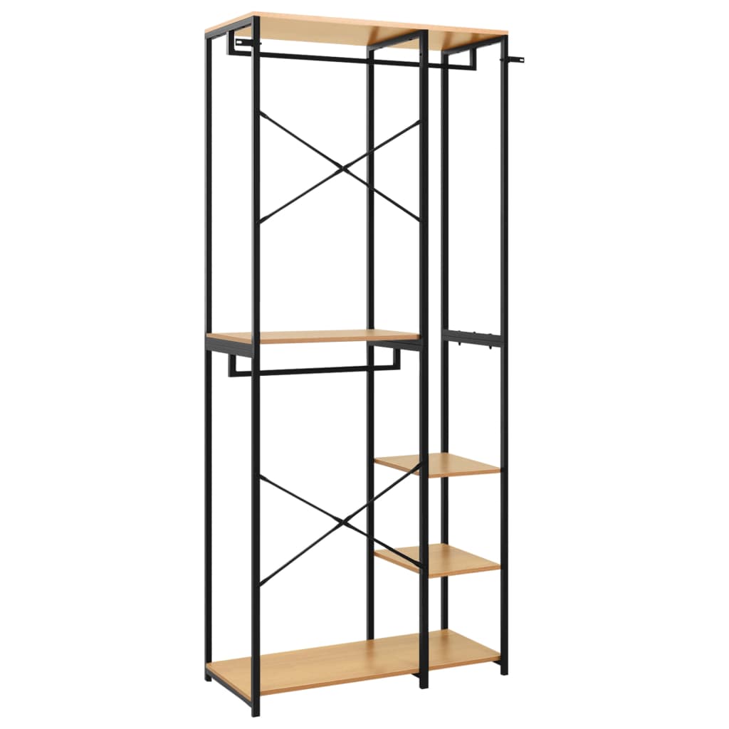 Kleiderschrank Schwarz Eiche 90x40x213 cm Metall Holzwerkstoff