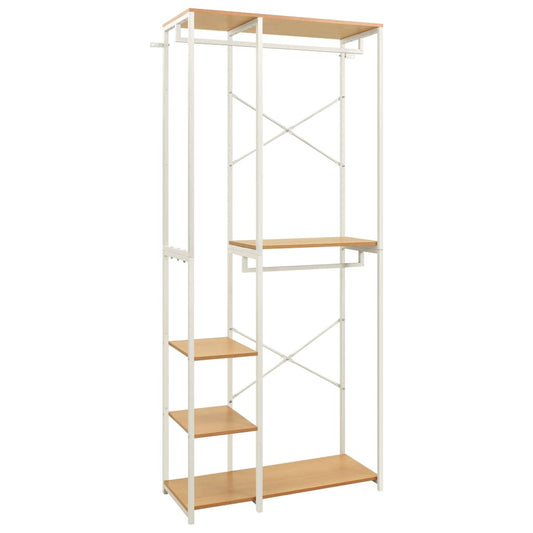 Kleiderschrank Weiß Eiche 90x40x213 cm Metall Holzwerkstoff