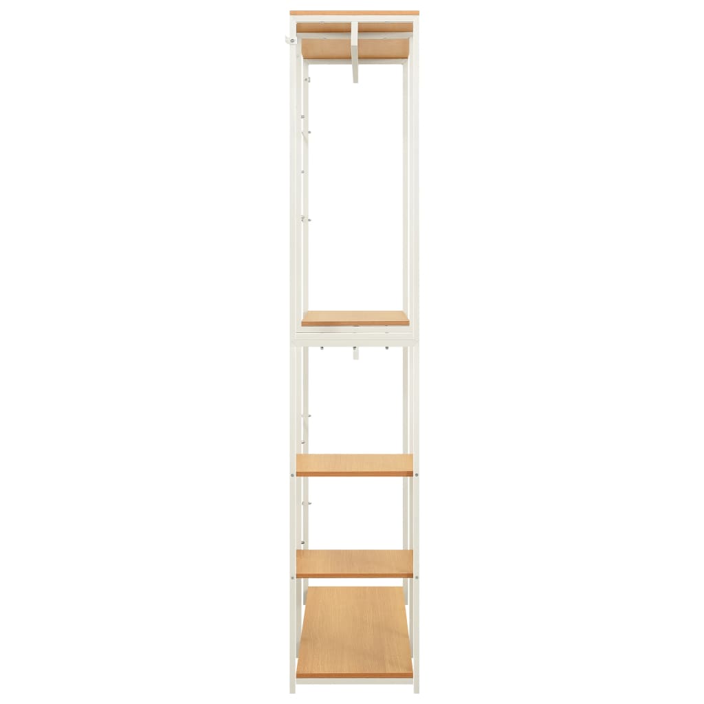 Kleiderschrank Weiß Eiche 90x40x213 cm Metall Holzwerkstoff