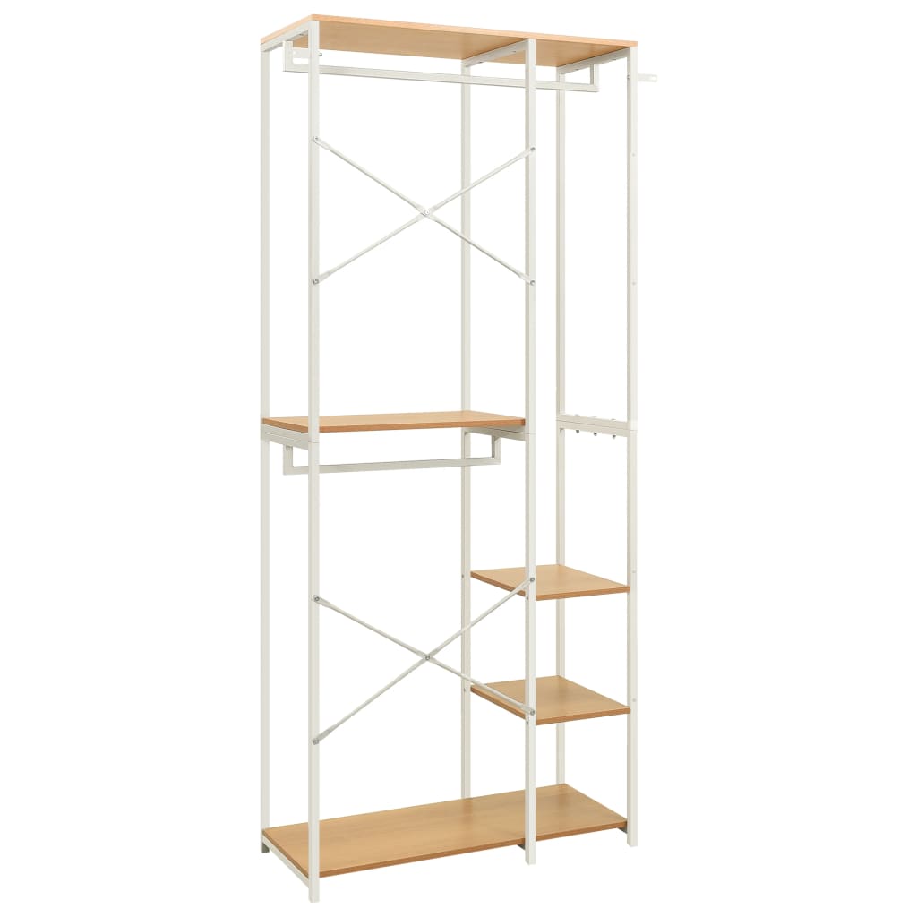 Kleiderschrank Weiß Eiche 90x40x213 cm Metall Holzwerkstoff