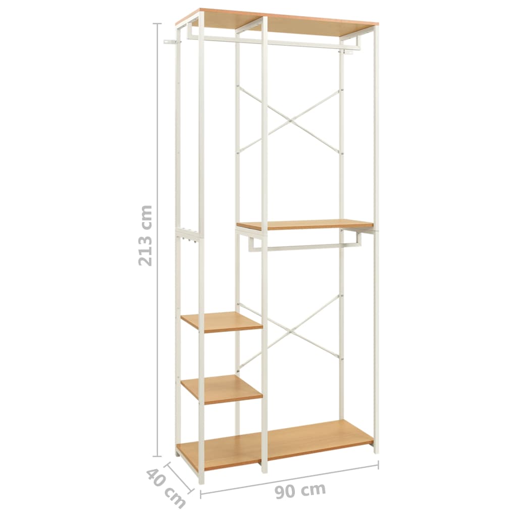 Kleiderschrank Weiß Eiche 90x40x213 cm Metall Holzwerkstoff