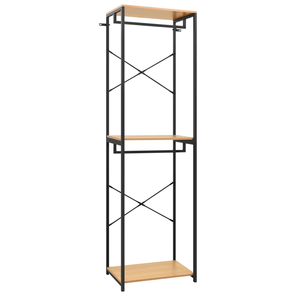 Kleiderschrank Schwarz Eiche-Optik 60x40x213 cm Metall
