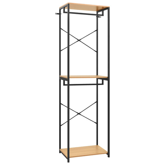 Kleiderschrank Schwarz Eiche-Optik 60x40x213 cm Metall