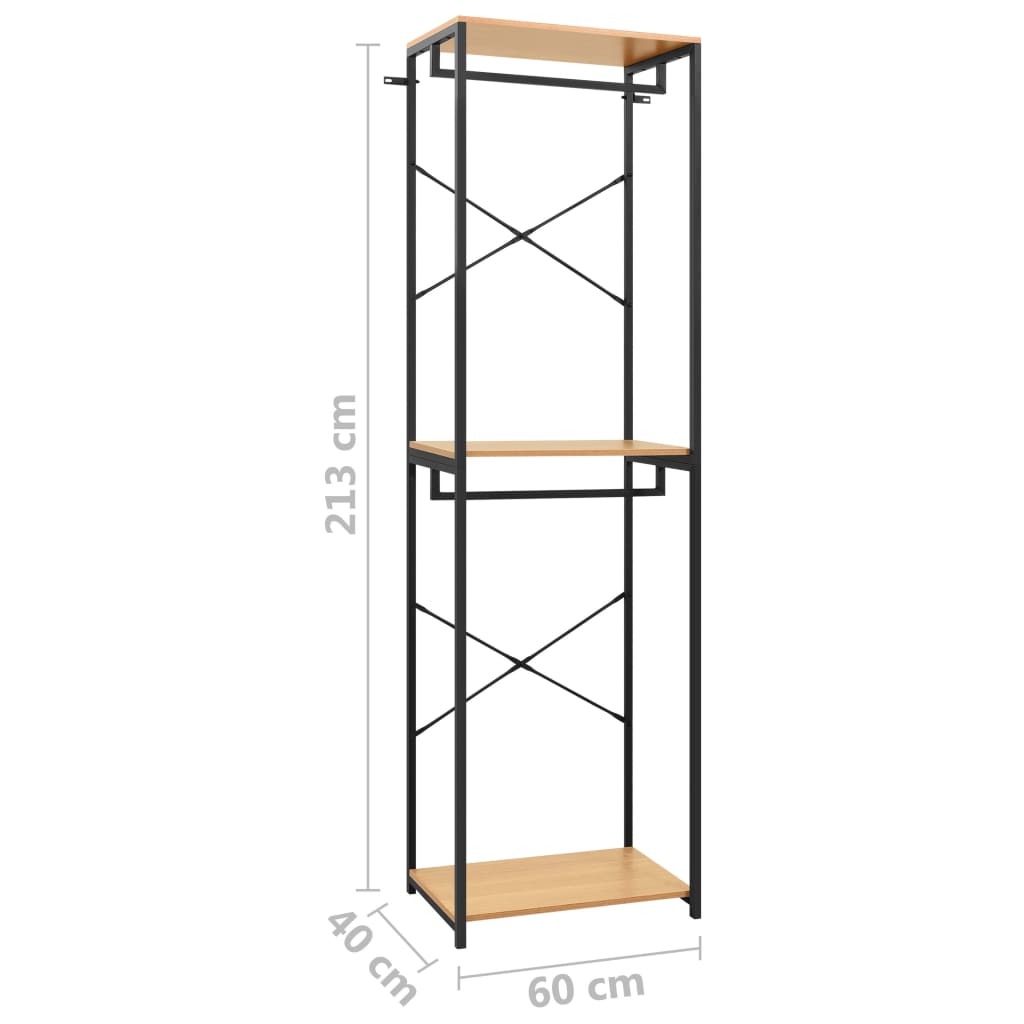 Kleiderschrank Schwarz Eiche-Optik 60x40x213 cm Metall