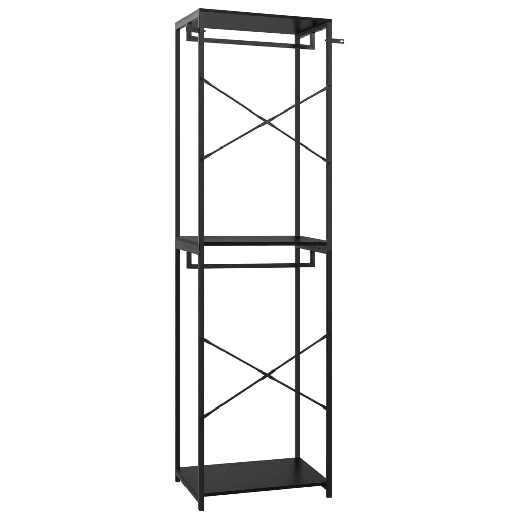 Kleiderschrank Schwarz 60x40x213 cm Metall Spanplatte