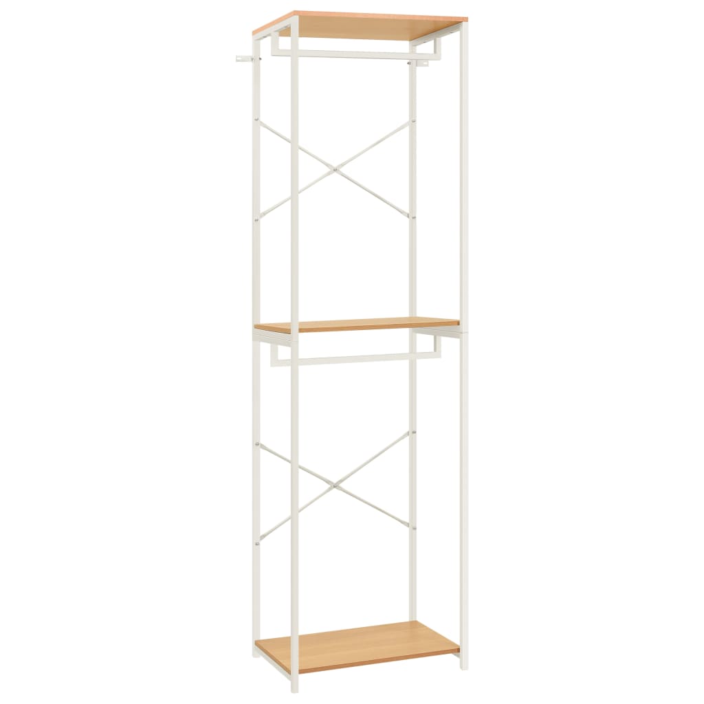 Kleiderschrank Weiß Eiche-Optik 60x40x213 cm Metall Spanplatte