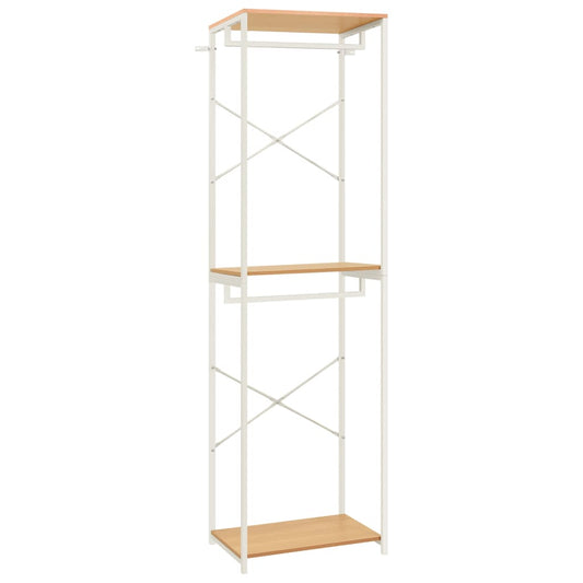Kleiderschrank Weiß Eiche-Optik 60x40x213 cm Metall Spanplatte