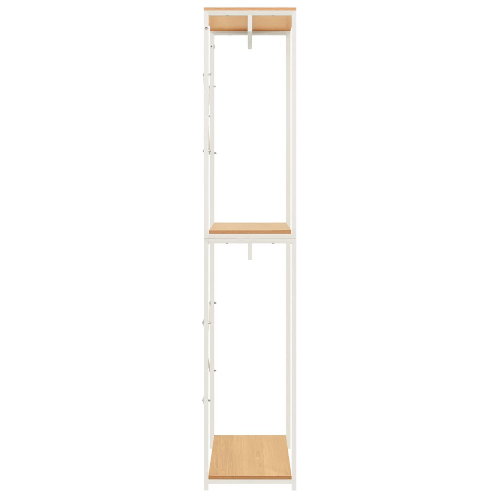 Kleiderschrank Weiß Eiche-Optik 60x40x213 cm Metall Spanplatte