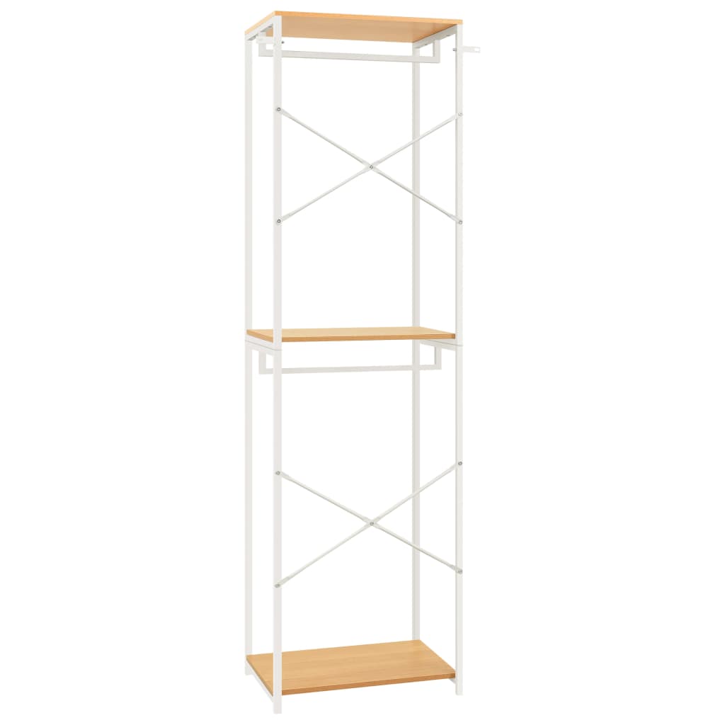 Kleiderschrank Weiß Eiche-Optik 60x40x213 cm Metall Spanplatte