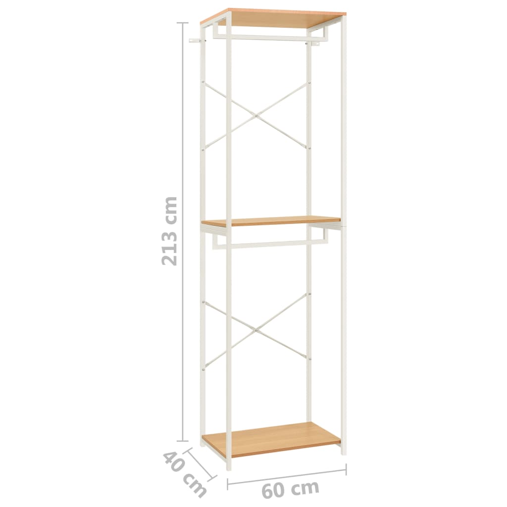 Kleiderschrank Weiß Eiche-Optik 60x40x213 cm Metall Spanplatte